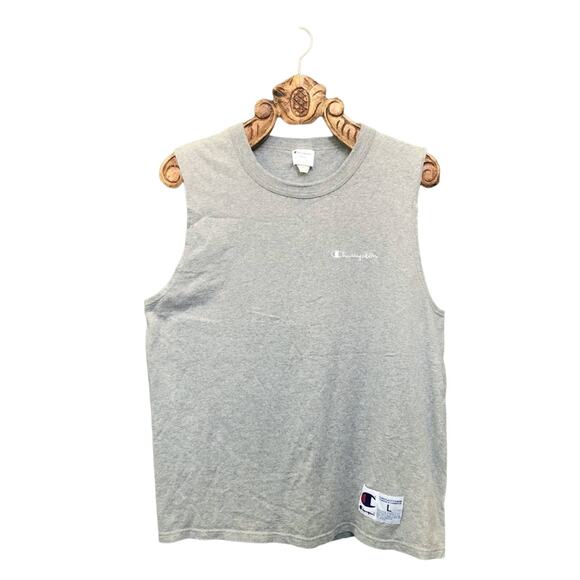 Champion Muscle Tank Crew Neck Light Grey Cotton Large - Picture 1 of 6